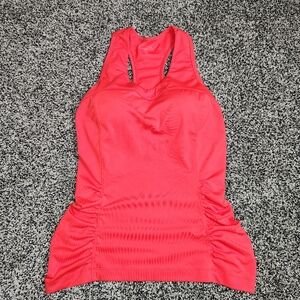 Athleta Side Ruched Racerback Tank Top, Built In‎ Bra, Red Women's Size 36B Gym